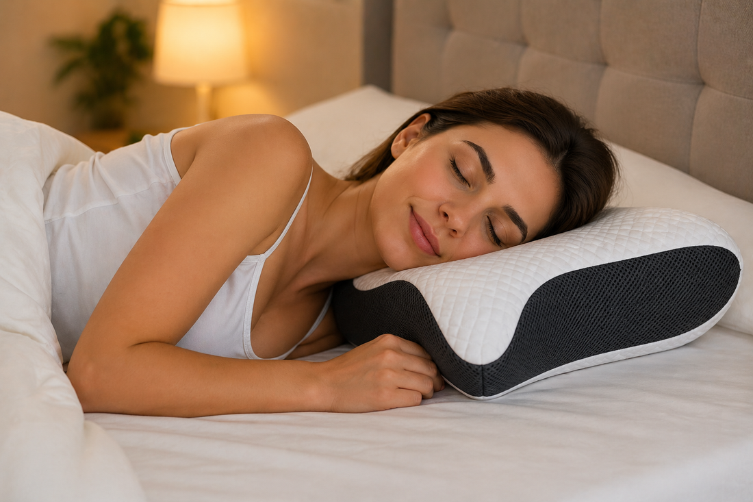 1Pc Memory Foam Cervical Pillow, 2 in 1 Ergonomic Contour Orthopedic Pillow for Neck Pain, Contoured Support Pillows,Neck Pillow
